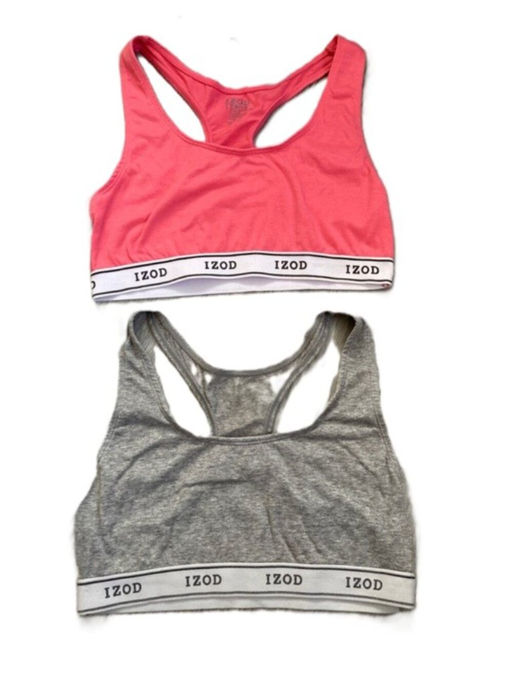 IZOD Sports Bras Set of 2  – Peach & Gray Athletic Activewear Women’s Large